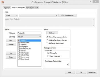 PostgreSQL Adapter - Felder und Datentypen